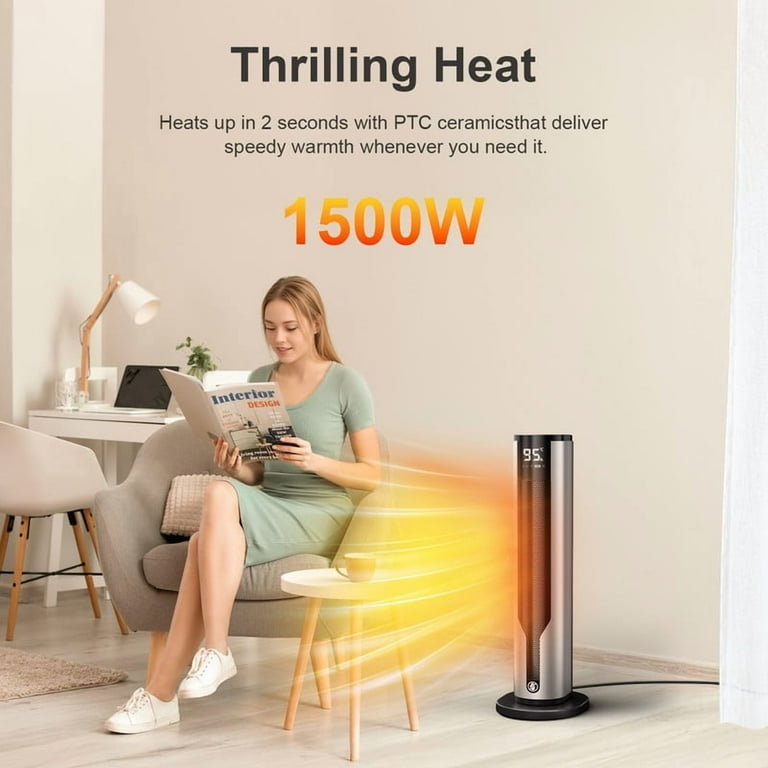 Hingming Space Heater 1500W Electric Heaters, PTC Ceramic, 70Â