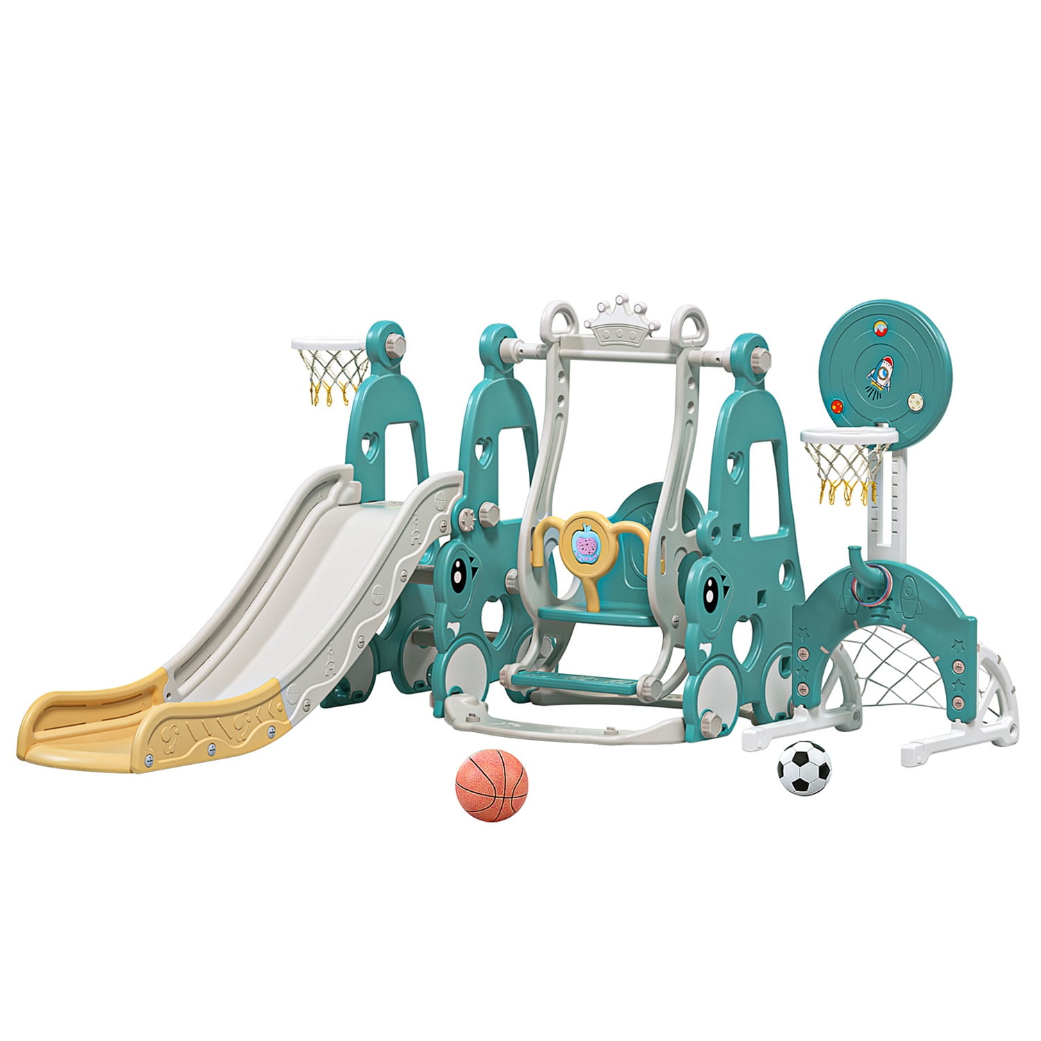 CIPACHO Kids Slide and Swing Set for Toddler Age 1-5, Backyard Baby Playground Toys, Mint Green