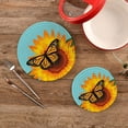 thumbnail image 2 of SKYSONIC Butterfly Sunflower Cartoon Pot Holders Trivets, 2 Pcs Heat Resistant Trivets,Summer Cotton Thread Weave Mats for Hot Pads Pans Pot Bowl Teapot for Kitchen Decor, 2 of 7