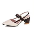 thumbnail image 5 of Rokment Women's Chunky Block High Heels Slingback Dressy Sandals for Ladies 2026 Trendy Color Block Leather Pointed Toe Formal Pumps Business Office Dress Heeled Sandals Beige Size 9.5, 5 of 6