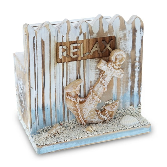 CoTa Global Coastal Horizon Nautical Wooden Coaster Set with Holder 4 Pc Set