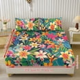thumbnail image 2 of ZIATUBLES 3 Pcs Twin Size Sheet Set, Tropical Flower Leaf Printed Soft Comfort Bedding Sets with 1 Fitted Sheet and 2 Pillowcases, Cooling Cozy All-Season Bed Sheets, 2 of 9