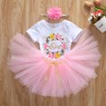 thumbnail image 1 of Pudcoco Toddler Baby Summer Set, Short Sleeve Romper+Tutu Skirt+Flower Headband, 1 of 6