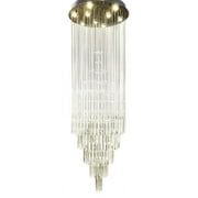 FINE MAKER 10-Light Crystal Stainless Steel Raindrop Chandelier