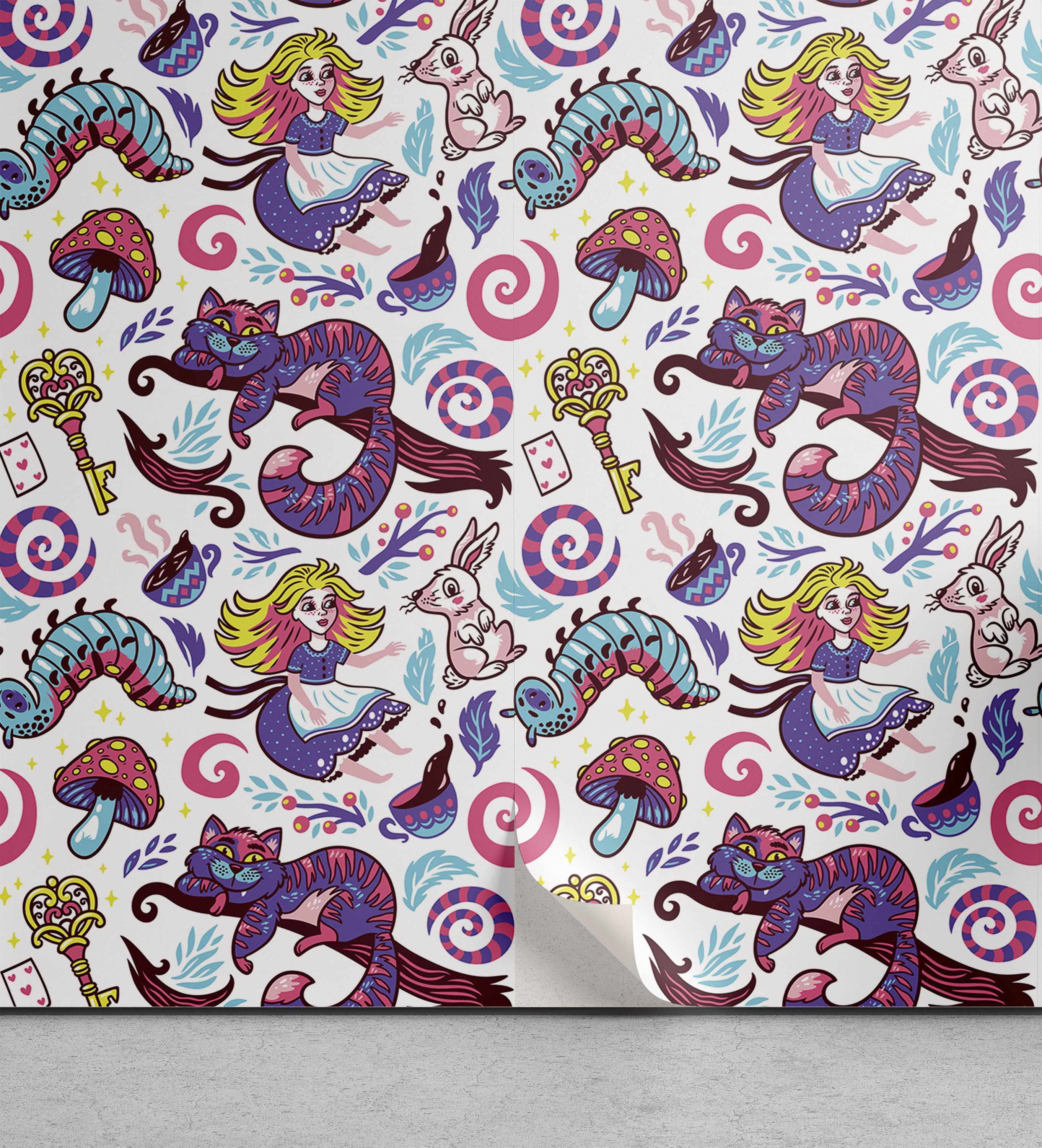 Alice in Wonderland Peel & Stick Wallpaper, Fantasy World Concept Hand