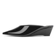thumbnail image 2 of YDN Women Fashion Clogs Mules Slip On Wedge Mid Heels Pointed Closed Toe Slide Sandals Walking Party Daily Shoes Size 9.5 Black, 2 of 4