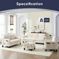thumbnail image 2 of ZAFLY 3PCS Sectional Couch Set, Living Furniture Sofa Sets, Include Sofa, Loveseat & Chair - Beige, 2 of 7