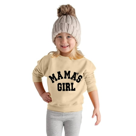 

CHAOLEI Toddler Girls Boys Sweatshirt Girls Kids Casual Loose Active Full Sleeves Sweatshirts Letter Print Teen Crop Tops -Beige 18-24 Months
