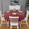 thumbnail image 2 of Red and White Checkered Pattern Round Tablecloth 60"x60",Wrinkle Wipeable Table Cloth for Kitchen Dining Room Picnic Patio Party, 2 of 6