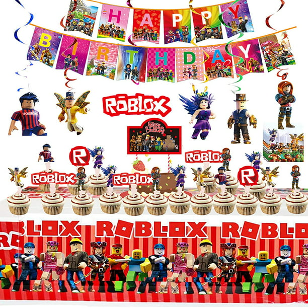 Stickers Cake Topper Balloons Hanging Swirls Robot Blocks Birthday Party Supplies Table Cover For Kids Ro Blox Party Decorations Included Banners Toys Games Party Supplies Kiririgardenhotel Com - halloween event 2021 the robots roblox
