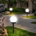thumbnail image 6 of Cadorn 3-Pack Solar-Powered White Globe Garden Stake Lights – Auto-On at Dusk Outdoor Landscape Lighting for Lawn, Patio & Courtyard Decor, 6 of 9
