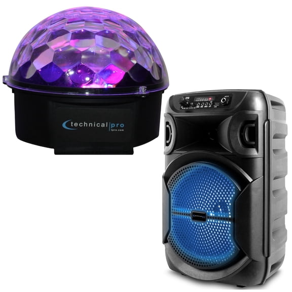 Rotating LED DJ Light 6 Colors with Bluetooth 8" Portable Speaker 1000 Watts