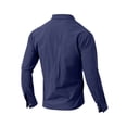 thumbnail image 6 of Men's Linen Cotton Long Sleeve Shirt Top Casual Lapel Button Down Shirt Loose Fit Breathable Waffle Knit Soft Textured Business Casual Work Office Travel Outfit | AESTIVO,Navy XL, 6 of 9