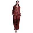 thumbnail image 5 of Moomaya Womens Pj Lounge Sets Long Sleeve Button Notch Collar Sleepwear, 5 of 6