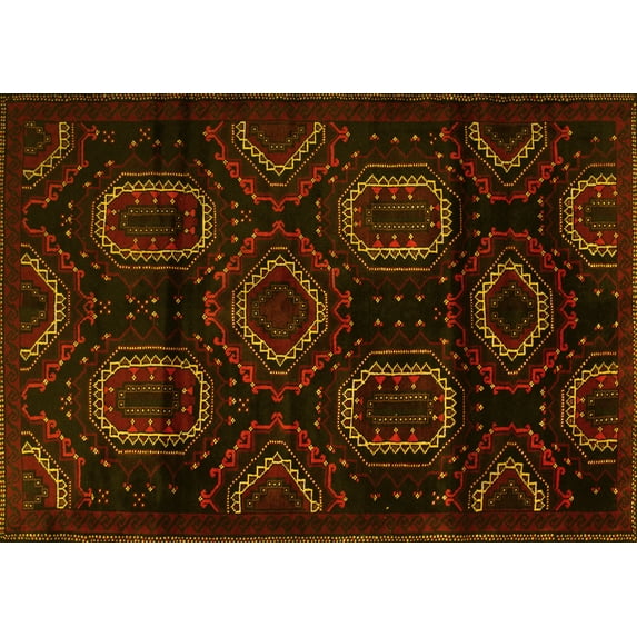 Ahgly Company Indoor Rectangle Persian Yellow Traditional Area Rugs, 7' x 10'