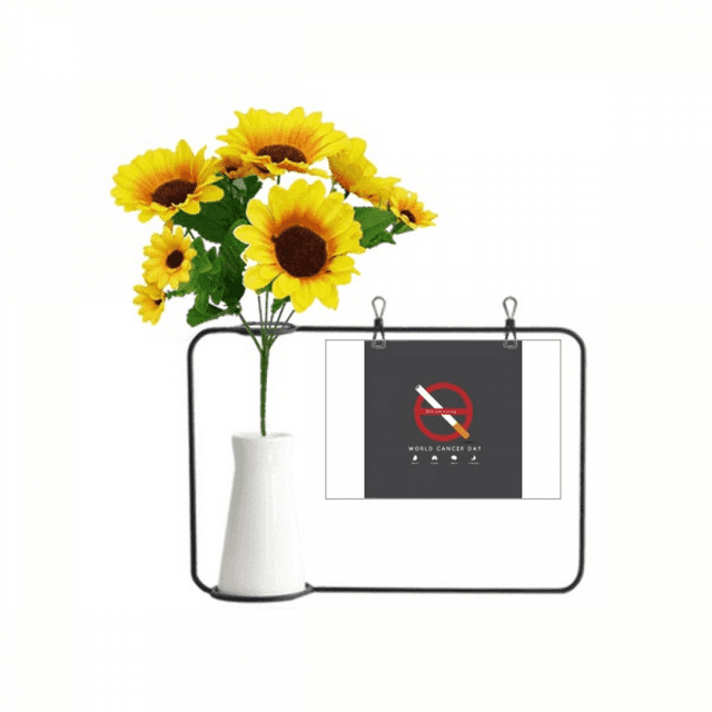 Logo World Cancer Day No Smoking Artificial Sunflower Vases Bottle Blessing Card