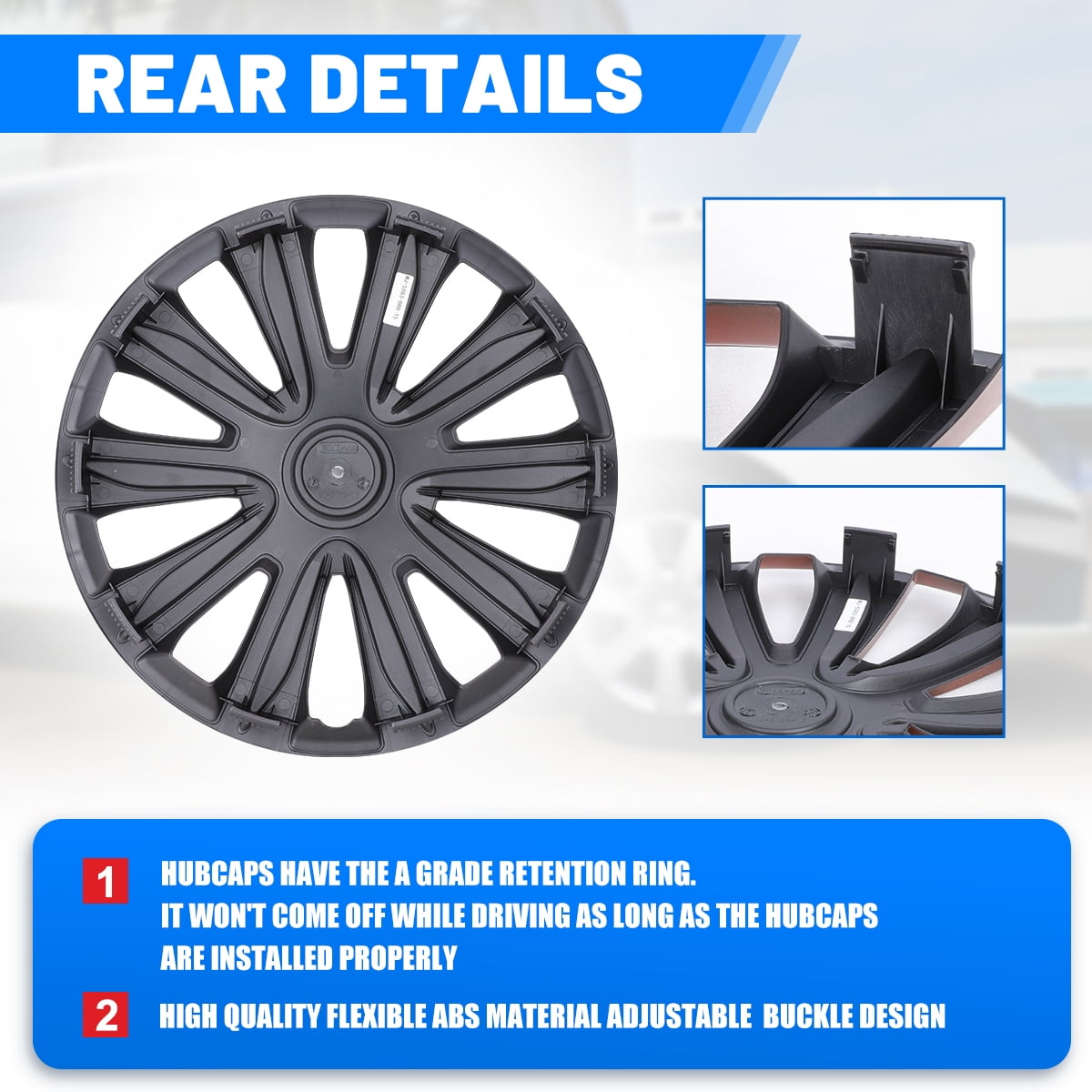 (4 Pack)16 Inch Universal Wheel Rim Cover Hubcaps Snap On Car Truck SUV Fit R16 Tire-BLACK LACQUER & RED LACQUER