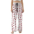 thumbnail image 2 of Women's Valentine's Day Wide Leg Pajama Pants Drawsrting Baggy Love Print Pajama Bottoms Fuzzy Winter Trendy Loungewear Bottoms with Pockets Purple Pink S, 2 of 3