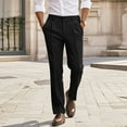 thumbnail image 2 of Men's Business Style Solid Colour Straight Slim Fit Trousers Suitable Trousers To Wear With Suit Tops, 2 of 4