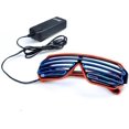 thumbnail image 4 of Pinfox Glow Shutter Neon Rave Glasses El Wire Gafas de sol LED intermitentes iluminan disfraces de DJ para fiesta, años 80, Edm Rb03 (rojo - azul), 4 of 5