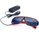 thumbnail image 4 of Pinfox Glow Shutter Neon Rave Glasses El Wire Gafas de sol LED intermitentes iluminan disfraces de DJ para fiesta, años 80, Edm Rb03 (rojo - azul), 4 of 5