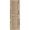 thumbnail image 2 of Ekena Millwork 18"W x 28"H Rustic Two Equal Louver Pecky Cypress Faux Wood Shutters (Per Pair), Primed Tan, 2 of 11