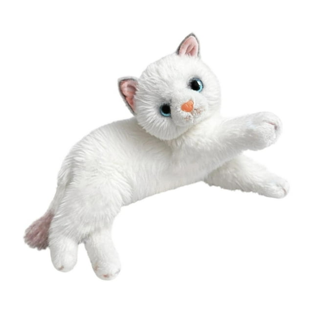 Juguete de peluche de gato realista, adorable gatito de dibujos animados, cómodo muñeco de gato para Blanco
