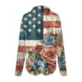thumbnail image 4 of vigerkar Women's Cotton and Linen Independence Day American Flag Floral Print Shirt (Navy, 5XL), 4 of 5