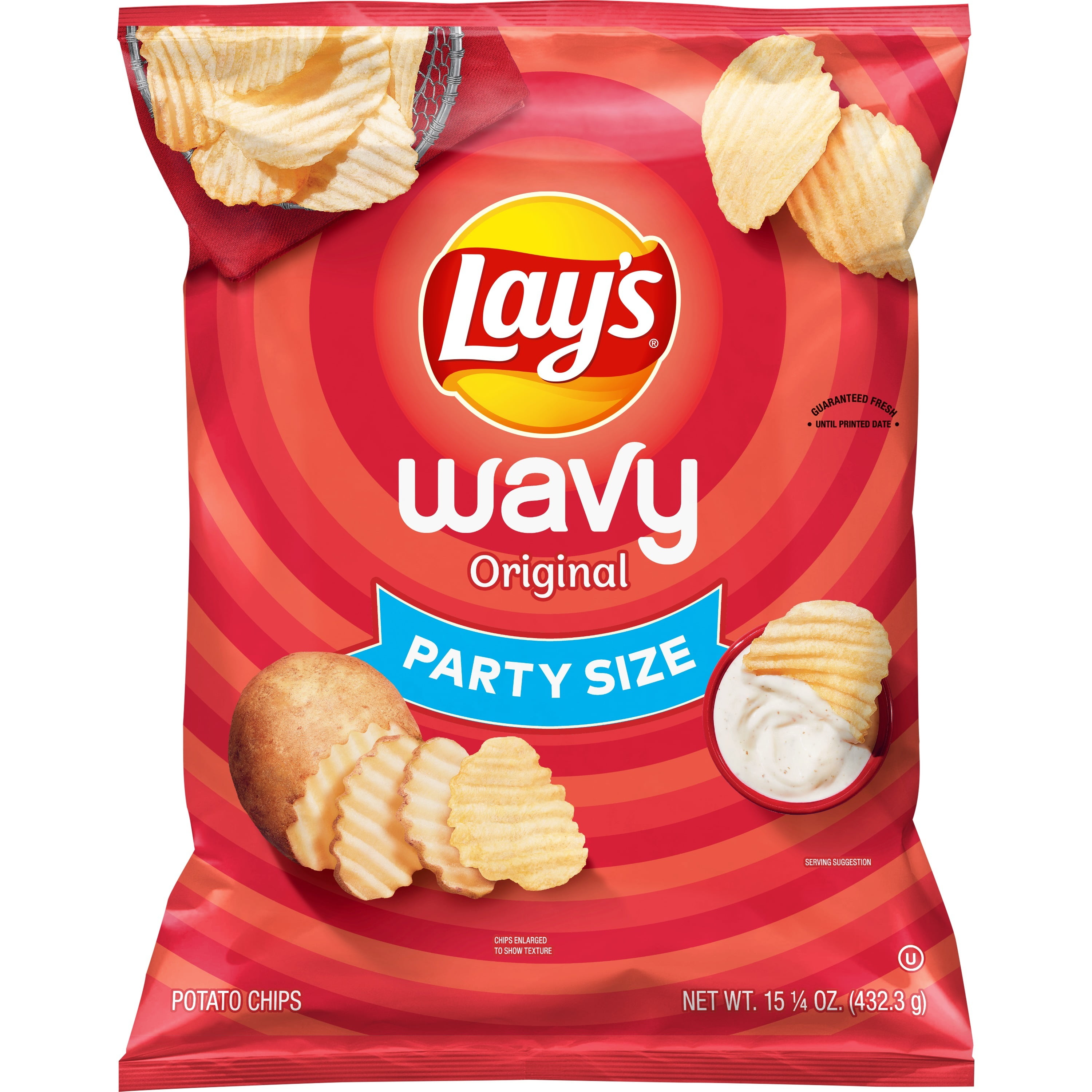 Lay's Wavy Potato Chips, Original, Party Size, 15.25 oz - Walmart.com