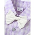 thumbnail image 5 of CARETOO Baby Boy Clothes Suits, Toddler Summer Formal Short Shirt+ Bowtie+ Suspender Gentleman Wedding Outfit 3T, 5 of 12