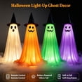thumbnail image 4 of Clearance Halloween Spooky Ghost Light, Orange 4FT Outdoor & Indoor Halloween Decorative Lights with Remote, Witch Hat Glowing Ghost Ornament Gift for Coworkers Office Small Halloween Holiday Decor, 4 of 7