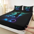 thumbnail image 4 of Castle Fairy Soccer Gamer Queen Sheets 4 Pieces, Neon Blue Green Queen Sheet Sets,1 Fitted Sheet, 1 Flat Sheet and 2 Pillowcases, 4 of 6