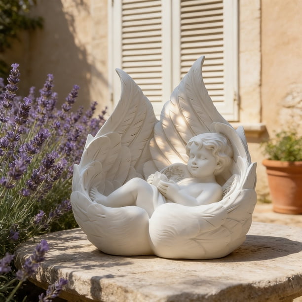 Ornamento de Resina para Escritorio Blanco 13x10x16cm – Escultura Decorativa 3D para Dormitorio, Sala de Estar, Estudio, Decoración para el Hogar Impermeable y Fácil de Limpiar