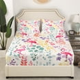 thumbnail image 2 of Kawaii Pink Flamingo Fitted Sheet Full Size,Cute Flamingo Flower Bedding Set,Watercolor Floral Bottom Sheets Animal Print Bed Set 3Pcs （No Top Sheet）, 2 of 6