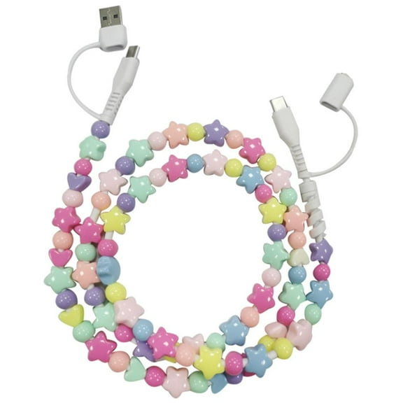 USB C Cable 4 In 1 Multi Charging Cable Stars Beads Charging Cord Fast Charging & 16, For Galaxy Devices S25 Most for
