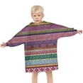 thumbnail image 3 of Purple Boho Tribal Stripes and Hearts Pattern Blanket Hoodies for Kids 6-13YR Oversize Wearable Blanket Hoodies for Boys Girls Teens, 3 of 7