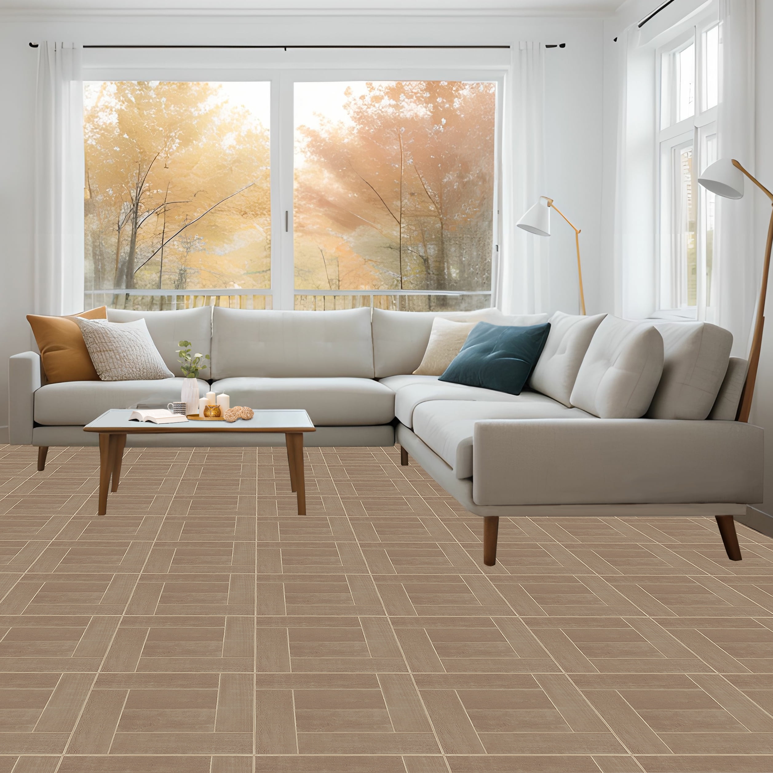 Achim 12"x12" 1.2mm Peel & Stick Vinyl Floor Tiles 45 Tiles/45 Sq. ft. Saddlewood