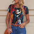 thumbnail image 4 of Rateoe Rock Skull Singer Printed Women Rash Guard Short Sleeve,Tummy control Swimsuit Surfing Swimsuit Bathing Suit Short-sleeved Onesie UPF 50+, 4 of 6
