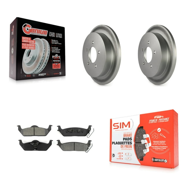 Transit Auto Rear Coated Disc Brake Rotors and Semi-Metallic Pads Kit for Car 2004 Ford F-150 with 5 Lug Wheels 11th Digit Of Vin Is C KGS-101576