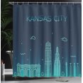 thumbnail image 3 of Ambesonne Kansas City Shower Curtain, Linear Style Cityscape, 69"Wx84"L, Dark Seafoam and Violet Blue, 3 of 4