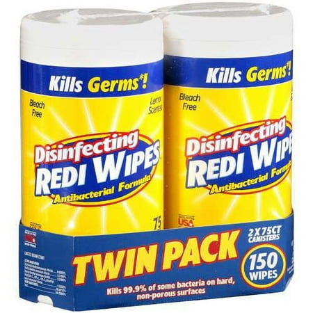 Redi Wipes Antibacterial Formula Lemon Scented Twin Pack Disinfecting Redi Wipes, 150 Ct