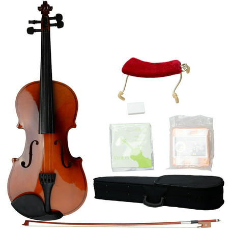 Glarry 4/4 Maple Wood Acoustic Violin + Case + Bow + Rosin + Strings + Shoulder Rest Full