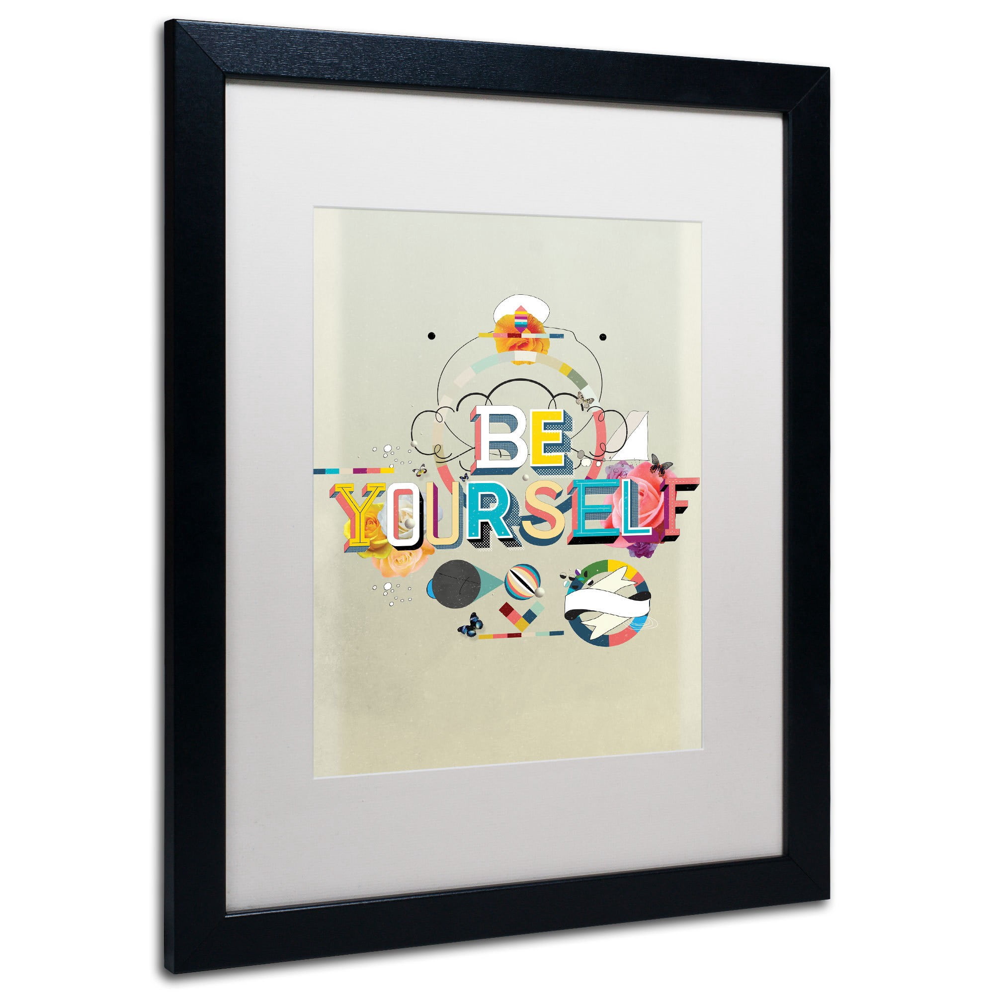 Trademark Fine Art "Be Yourself" Canvas Art by Kavan & Co White Matte, Wood Frame