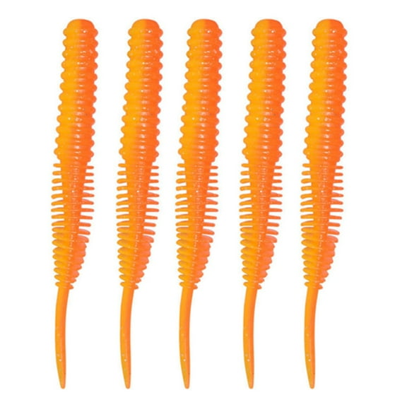 BE-TOOL 4Pcs Soft Plastic Earthworm Lures Plastic Spiral Fishing Lure Tackle Straight Tail Maggot Fishing Bait Bass (1#)
