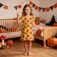 thumbnail image 2 of NOLDARES Girls Cotton Nightgowns Halloween Spider Print Flutter Sleeve Sleep Shirt Princess Nightdress(N210-Yellow), 2 of 7