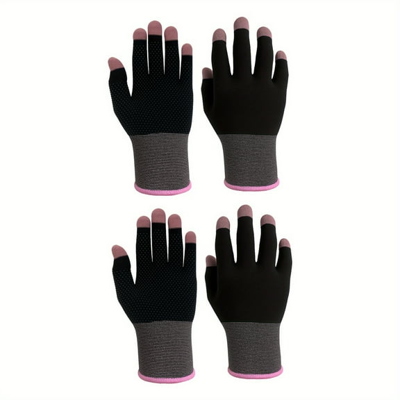 2 Pairs Gaming Touchscreen Gloves, 5-Finger Sensitive Control, Anti-Slip Dot Grip, Breathable 18-Gauge Nylon Lycra, Lightweight & Sweatproof, Thin Warm Gloves for Mobile Game