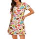 thumbnail image 1 of Easygdp Color Donut Camisón de manga corta para mujer, informal, estampado, 1 of 6