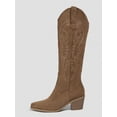 thumbnail image 3 of Women's Pointed Toe Chunky Heel Western Style Knee High Riding Boots & Winter Warm Boots, 3 of 5