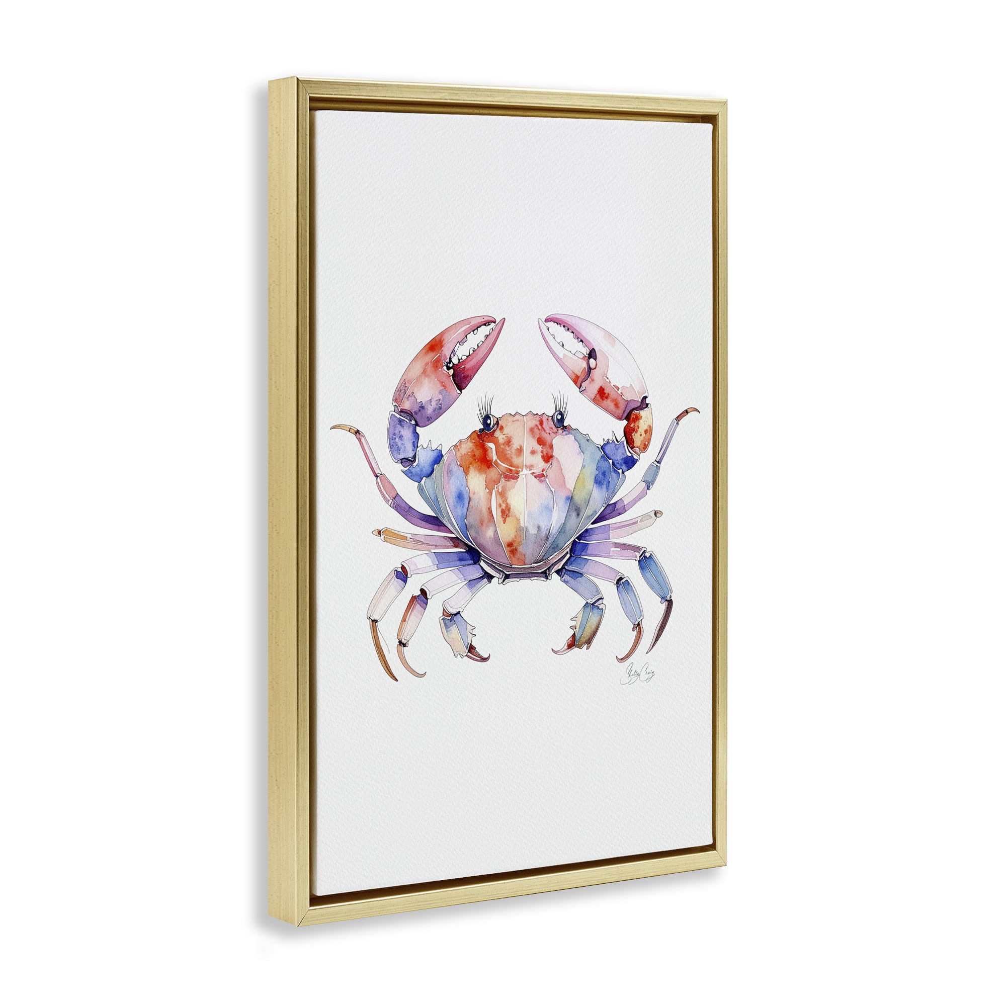 Stupell Industries Tide Dancer Crab Gold Framed Floater Canvas Wall Art, design by Shelly Craig