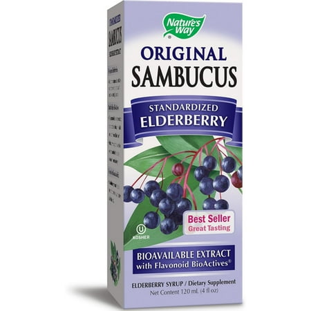 Nature's Way Original Sambucus Natural Syrup, Elderberry 4 oz (Pack of 4)